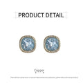 Vintage Teal Square Geometric Stud Earrings with Crushed Shell - view 3