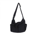Vintage Tooling Style Canvas Crossbody Shoulder Bag with Multiple Pockets, Black - view 2