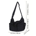Vintage Tooling Style Canvas Crossbody Shoulder Bag with Multiple Pockets, Black - view 3