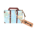 Vintage Travel Map Candy Boxes, Retro Suitcase Design - Blue, Pack of 50