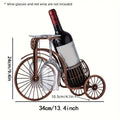 Vintage Tricycle Wine Rack, Metal Tabletop Wine Holder - Antique Bronze - view 3