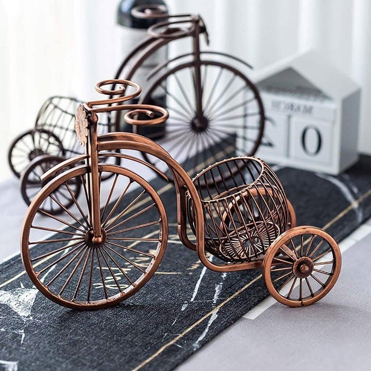 Vintage Tricycle Wine Rack, Metal Tabletop Wine Holder - Antique Bronze - view 4