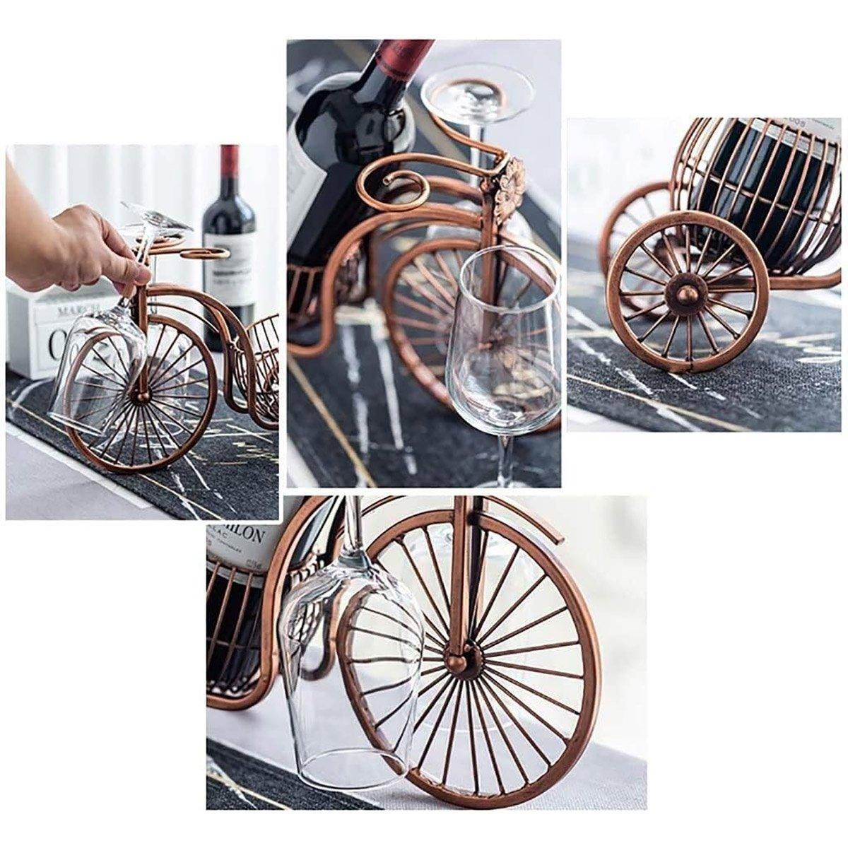 Vintage Tricycle Wine Rack, Metal Tabletop Wine Holder - Antique Bronze - view 5