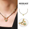 Vintage Turquoise Sun Pendant Beaded Necklace for Women