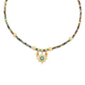 Vintage Turquoise Sun Pendant Beaded Necklace for Women - view 2