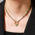 Vintage Turquoise Sun Pendant Beaded Necklace for Women - view 5