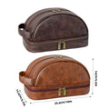 Vintage Waterproof Toiletry Bag with PU Leather Exterior for Travel and Daily Use - Brown - view 4