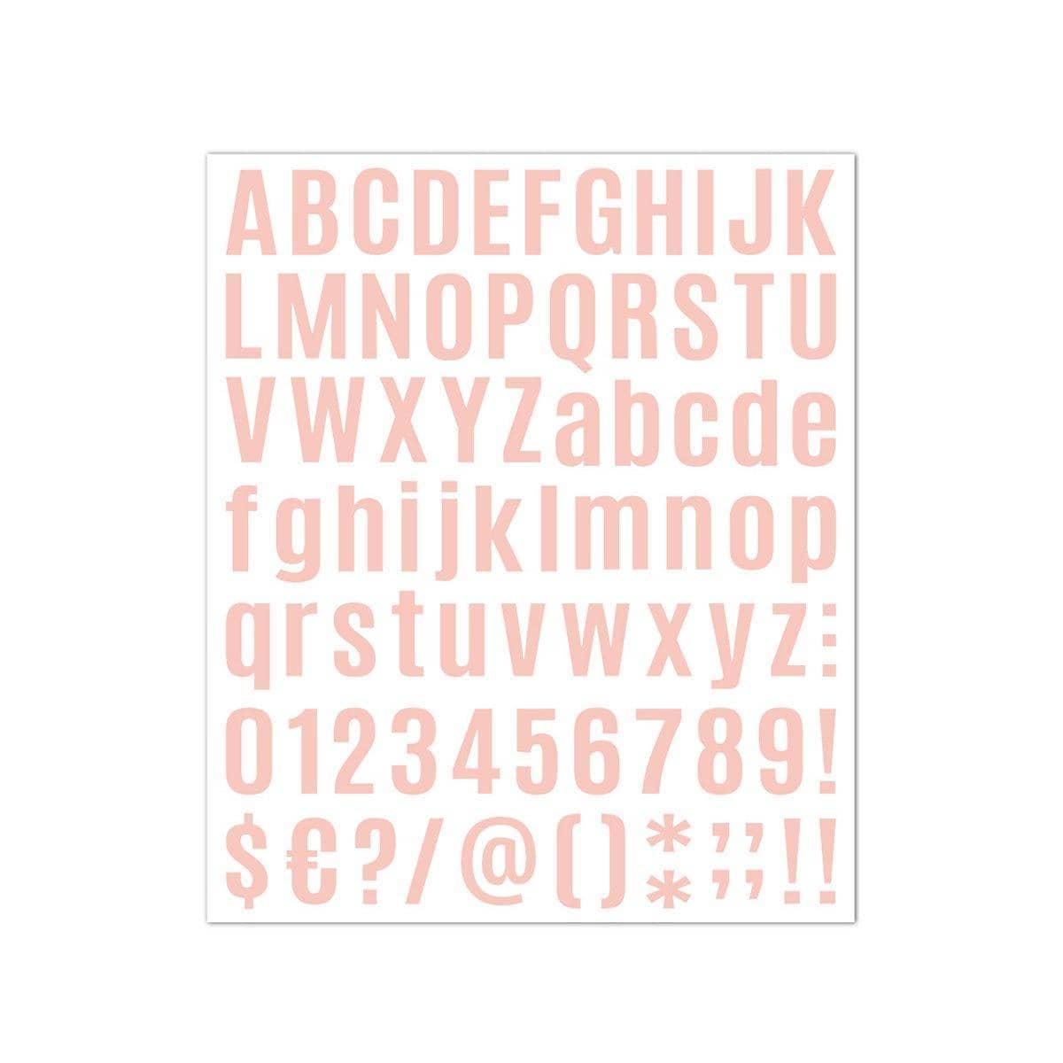 Vinyl Letter and Number Stickers, 10 Sheets - Light Pink
