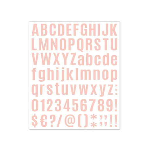 Vinyl Letter and Number Stickers, 10 Sheets - Light Pink