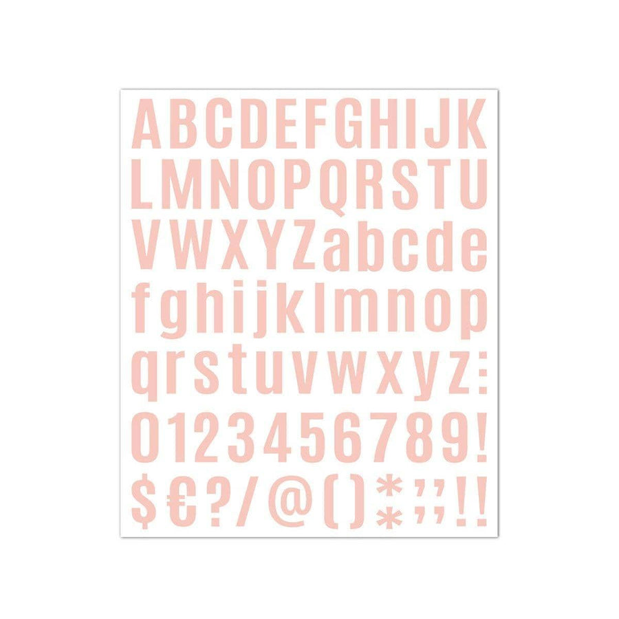Vinyl Letter and Number Stickers, 10 Sheets - Light Pink