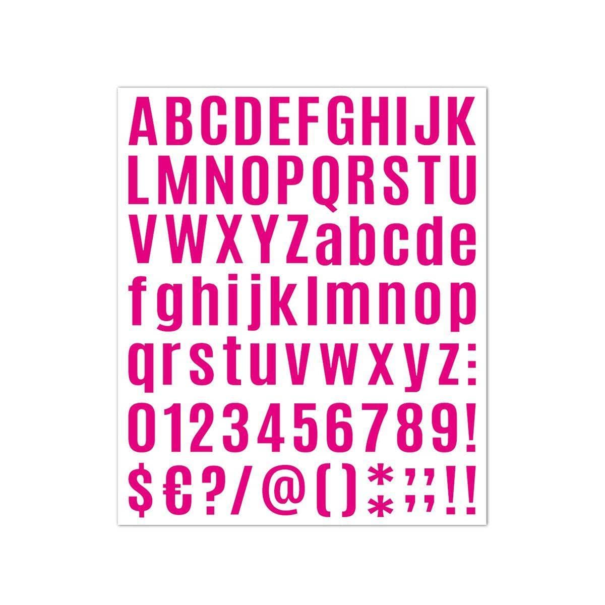 Vinyl Letter and Number Stickers, 10 Sheets - Magenta