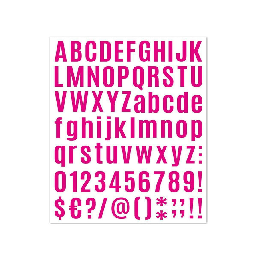 Vinyl Letter and Number Stickers, 10 Sheets - Magenta