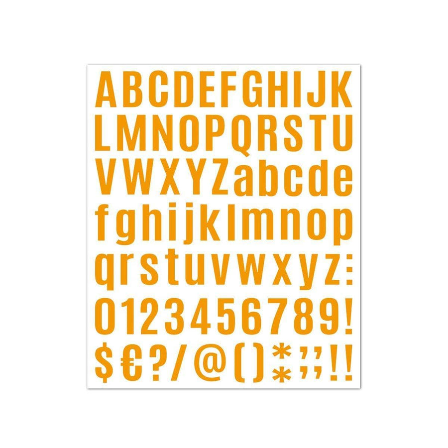 Vinyl Letter and Number Stickers, 10 Sheets - Orange