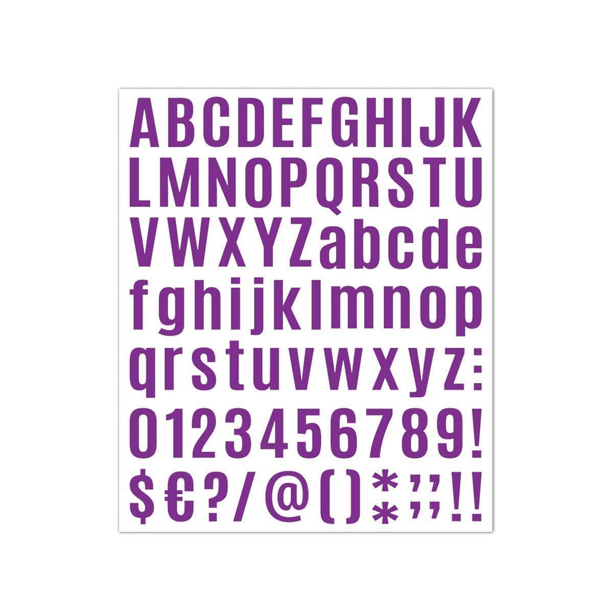 Vinyl Letter and Number Stickers, 10 Sheets - Purple