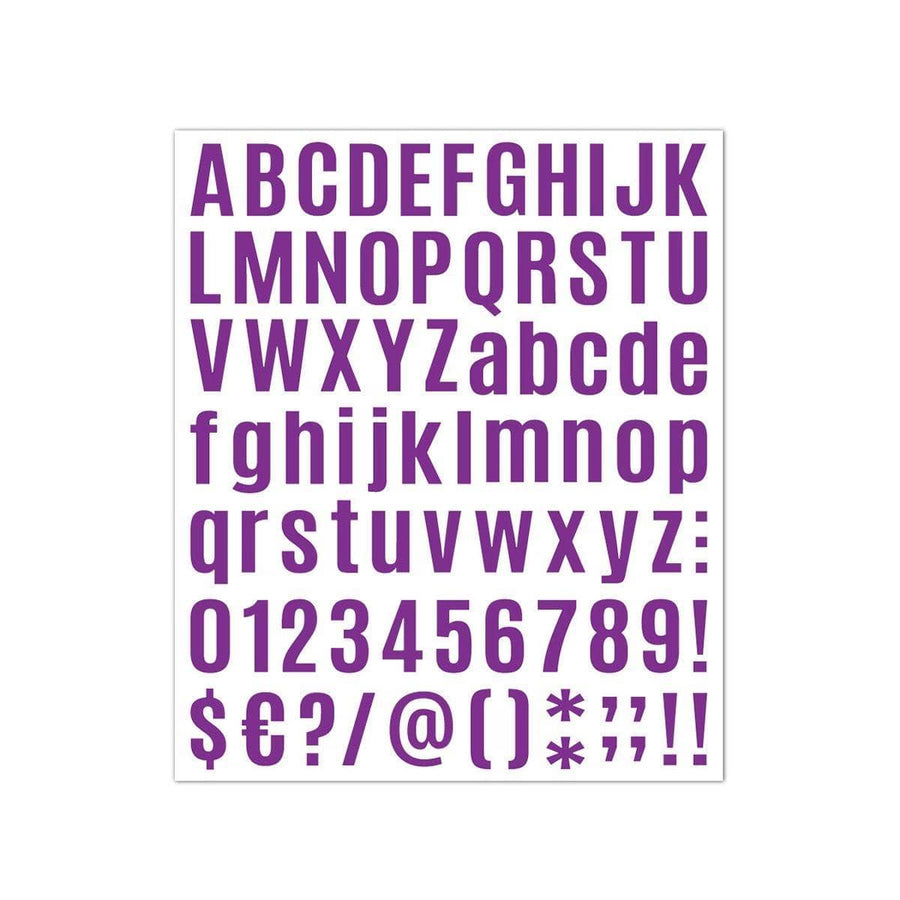 Vinyl Letter and Number Stickers, 10 Sheets - Purple