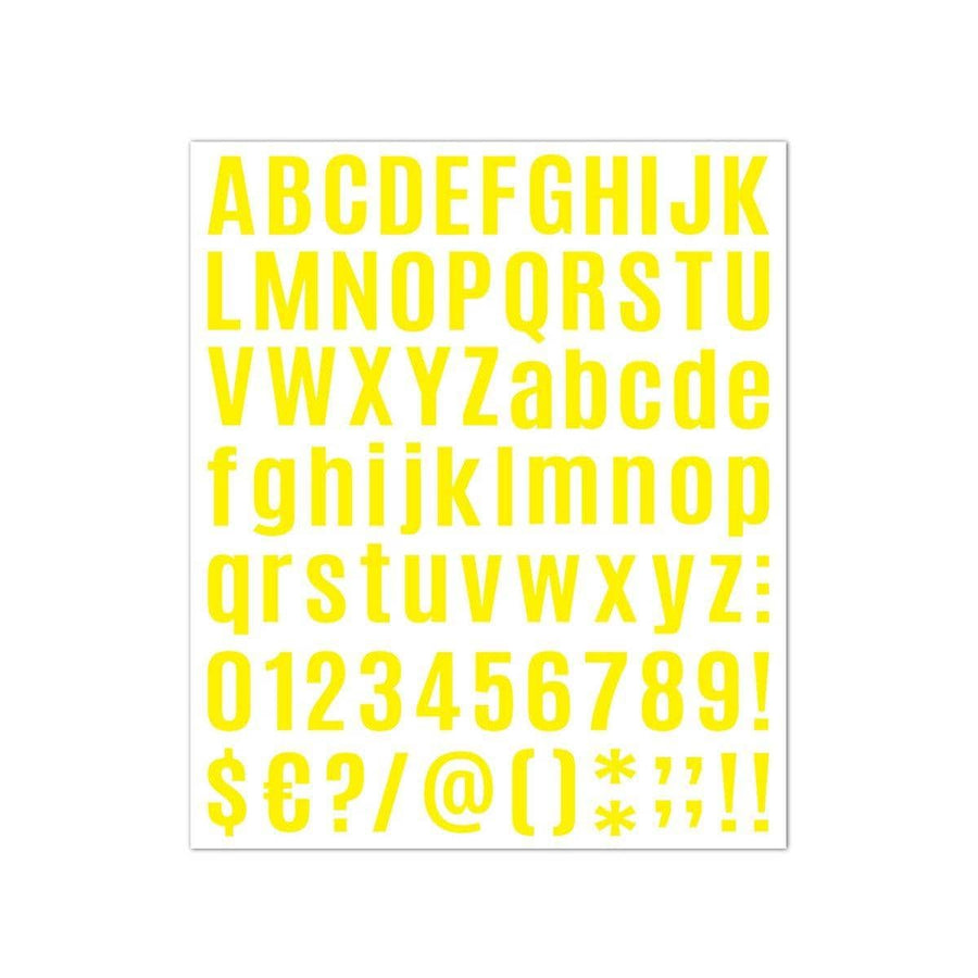Vinyl Letter and Number Stickers, 10 Sheets - Yellow