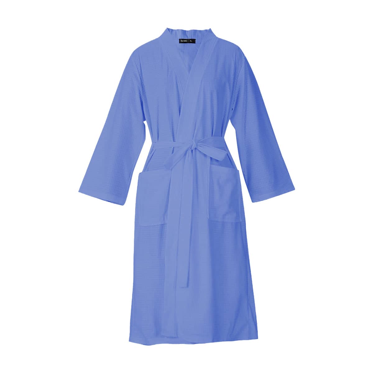 Waffle Spring Summer Couple Bathrobe Men Women Bath Gown Breathable - Blue, XL (Length 114 cm)
