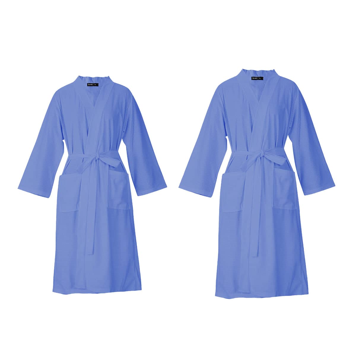 Waffle Spring Summer Couple Bathrobe Men Women Bath Gown Breathable - XXXL, Blue - view 3