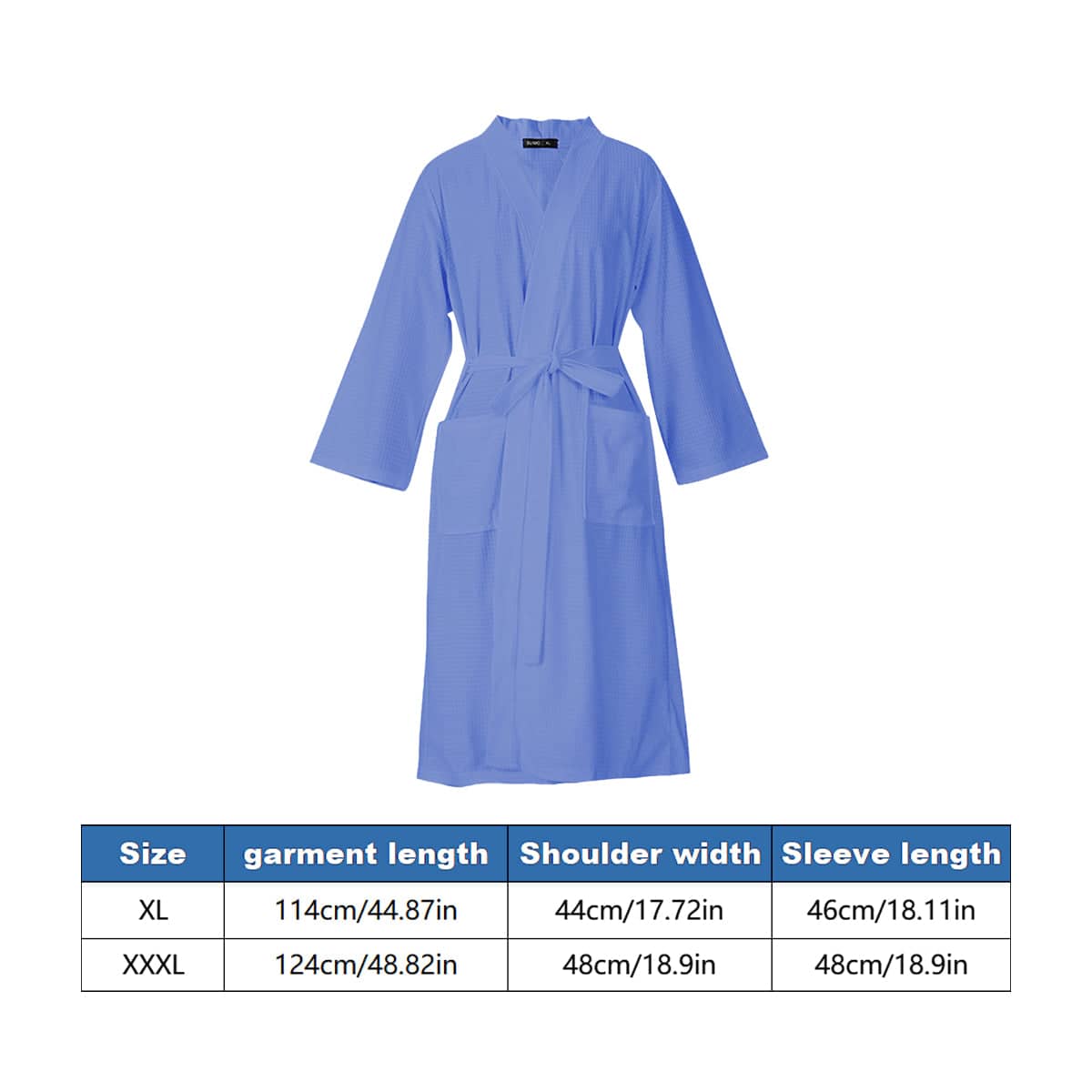 Waffle Spring Summer Couple Bathrobe Men Women Bath Gown Breathable - XXXL, Blue - view 4