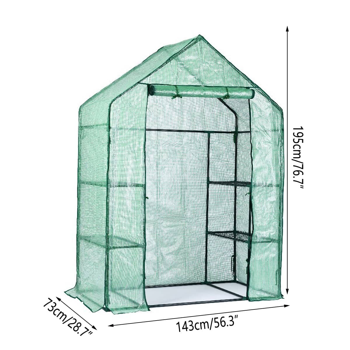 Walk-In Garden Greenhouse Shed with Zippered Roll-Up Door for Plants - view 3