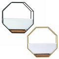Wall Hanging Ceramic Planter with Octagonal Metal Frame - Gold - view 3