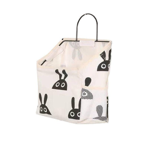 Wall Hanging Storage Bag Organiser for Books and Phones - Black Rabbit