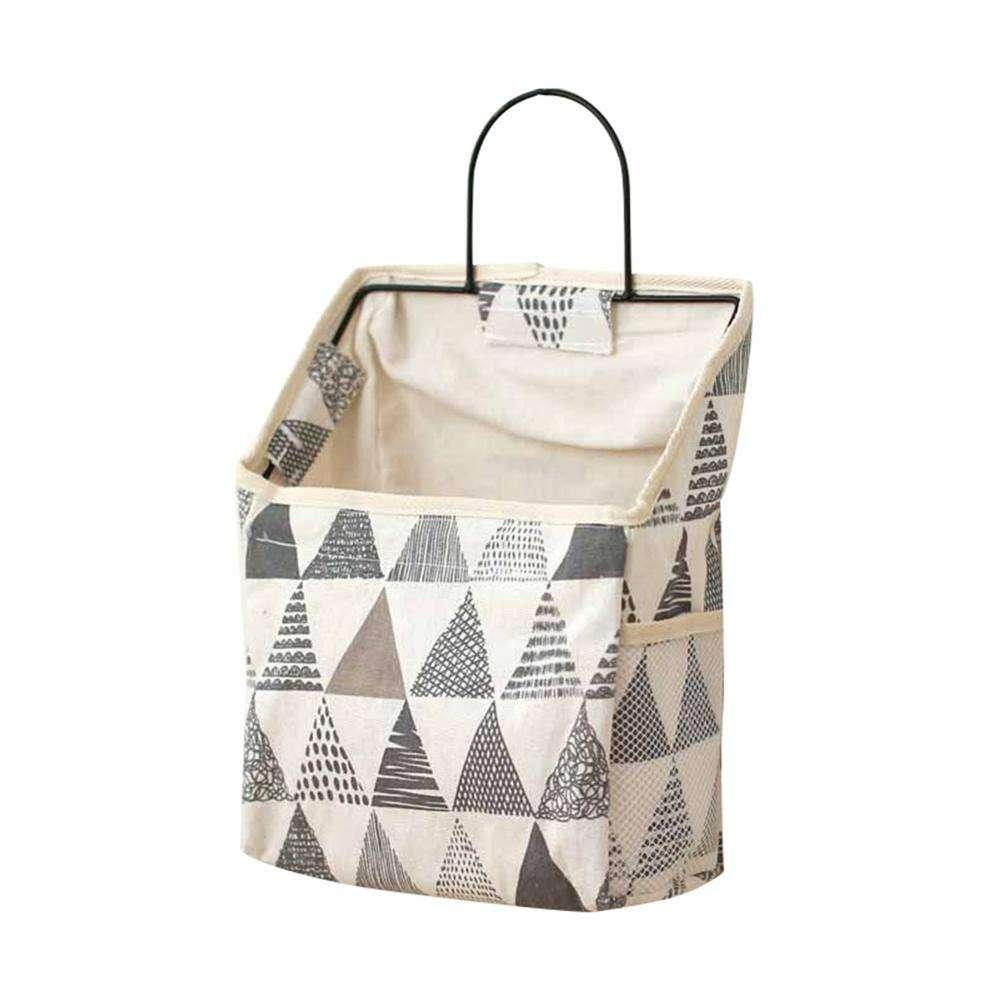 Wall Hanging Storage Bag Organiser for Books and Phones - Grey Triangle