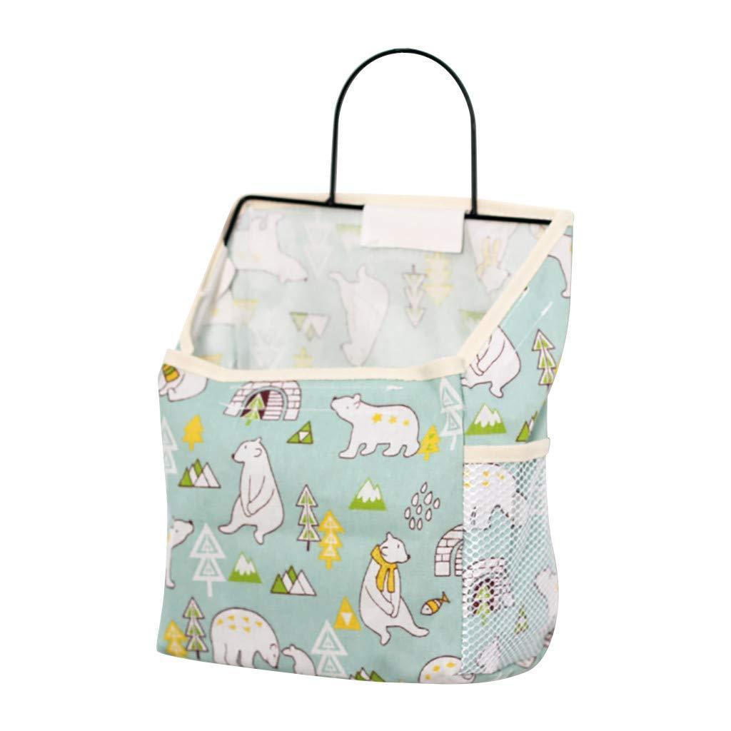 Wall Hanging Storage Bag Organiser for Books and Phones - Polar Bear