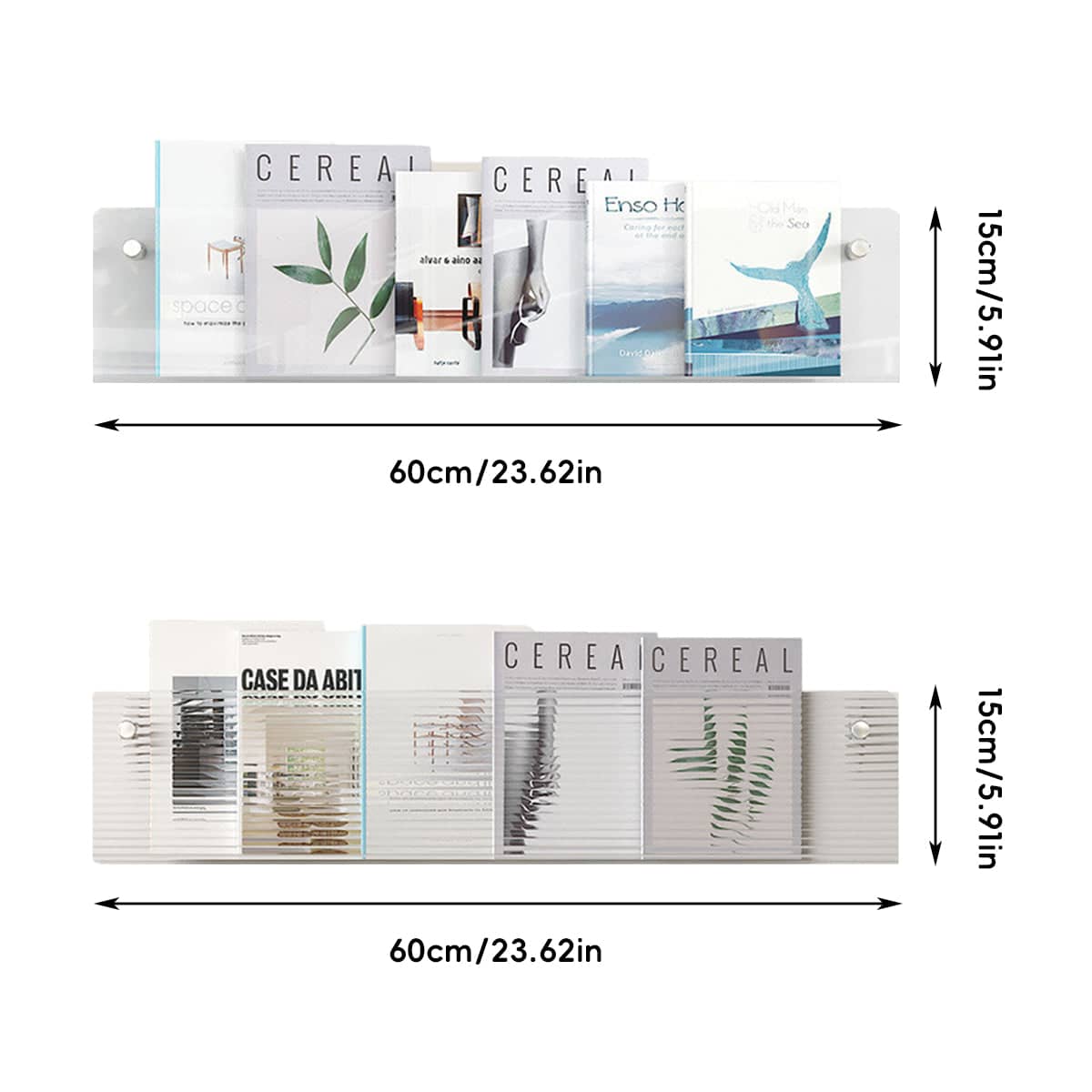 Wall-Mount Acrylic Storage Rack, 60 x 15cm - Clear - view 4