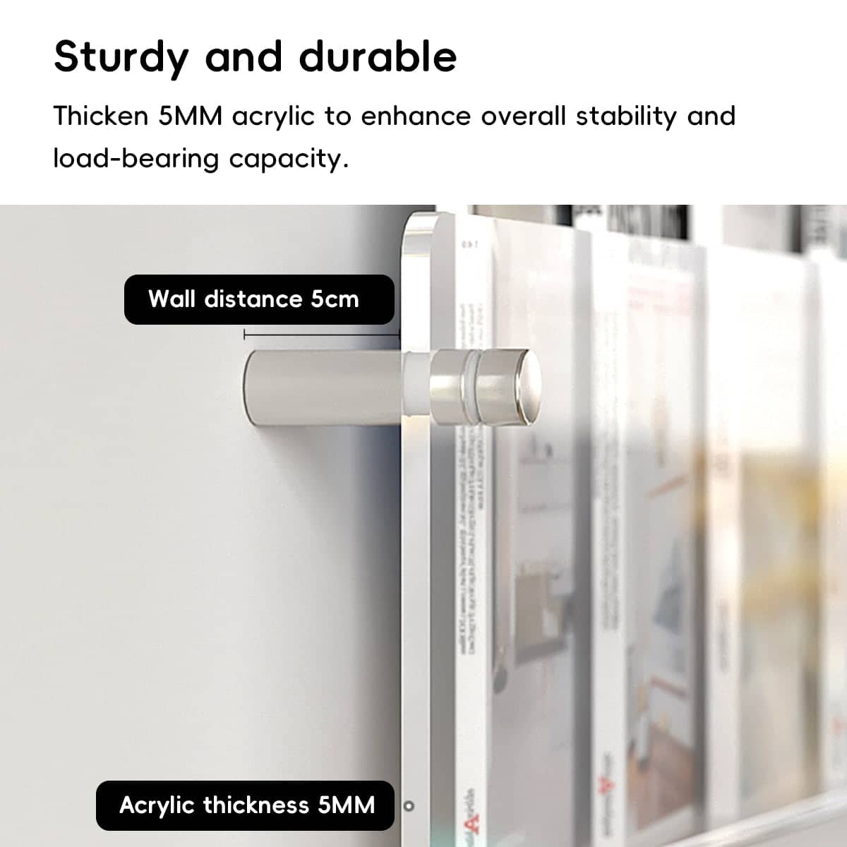 Wall-Mount Acrylic Storage Rack, 60 x 15cm - Clear - view 5