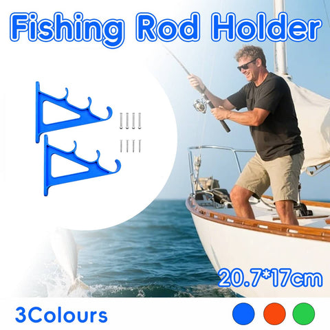 Wall Mount Fishing Rod Holder, 3 Rod Capacity - Blue - view 2