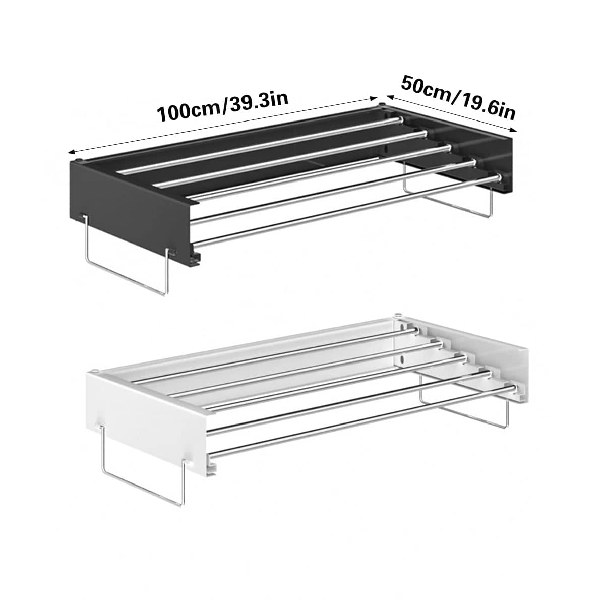 Wall Mount Foldable Clothes Drying Rack Sturdy Material Space Saving - Black - view 4