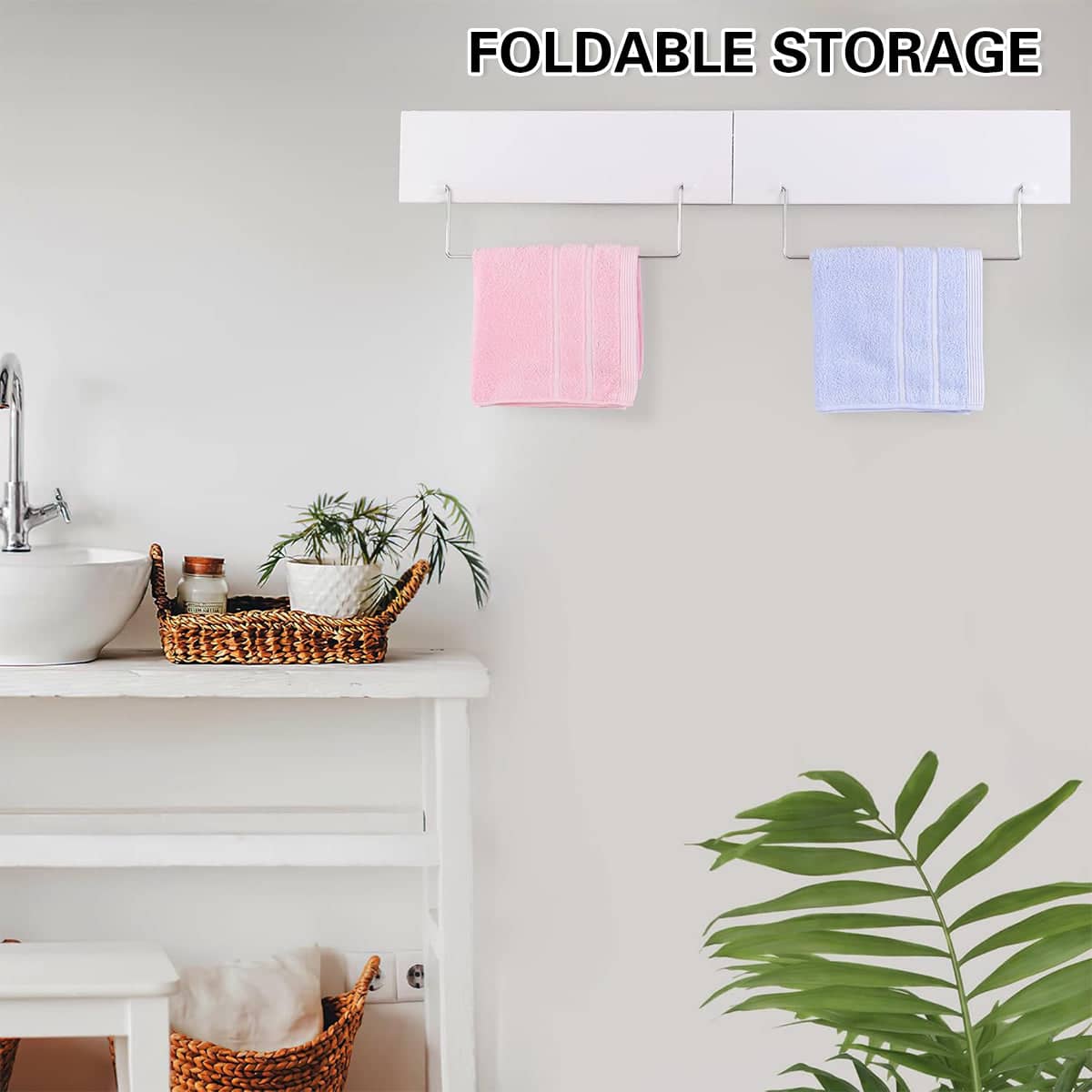 Wall Mount Foldable Clothes Drying Rack Sturdy Material Space Saving - Black - view 5