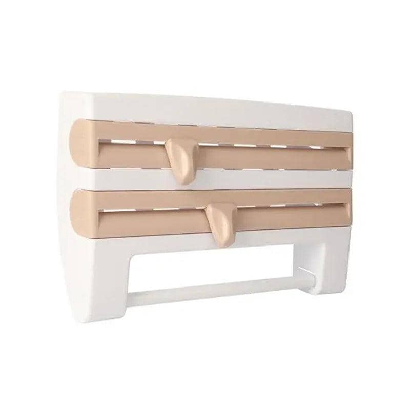 Wall Mount Kitchen Foil and Cling Wrap Dispenser with Cutter - Khaki