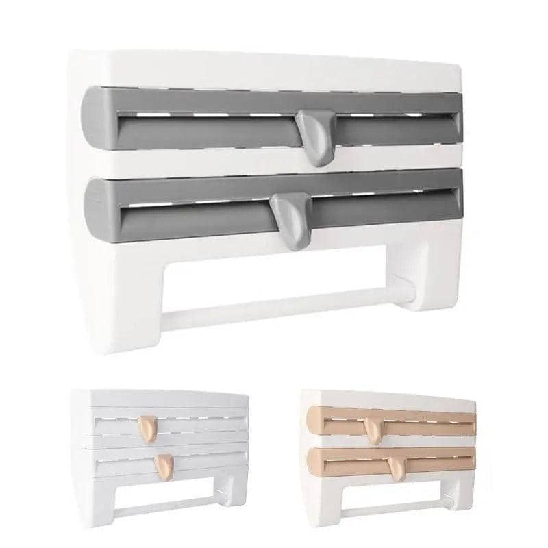 Wall Mount Kitchen Foil and Cling Wrap Dispenser with Cutter - Khaki - view 3