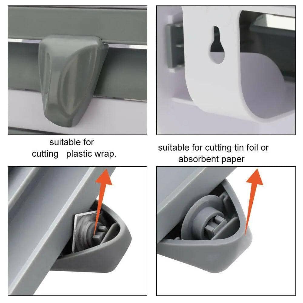 Wall Mount Kitchen Foil and Cling Wrap Dispenser with Cutter - Khaki - view 5