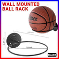 Wall Mounted Ball Rack Holder for Basketballs and Footballs - Black