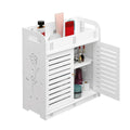 Wall Mounted Bathroom Skin Care Storage Rack with Double Doors, No Drill, White - view 2