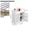 Wall Mounted Bathroom Skin Care Storage Rack with Double Doors, No Drill, White - view 3