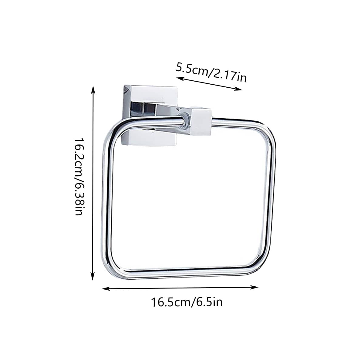 Wall Mounted Bathroom Towel Ring Rack, Polished Silver Metal - view 3