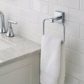 Wall Mounted Bathroom Towel Ring Rack, Polished Silver Metal - view 4