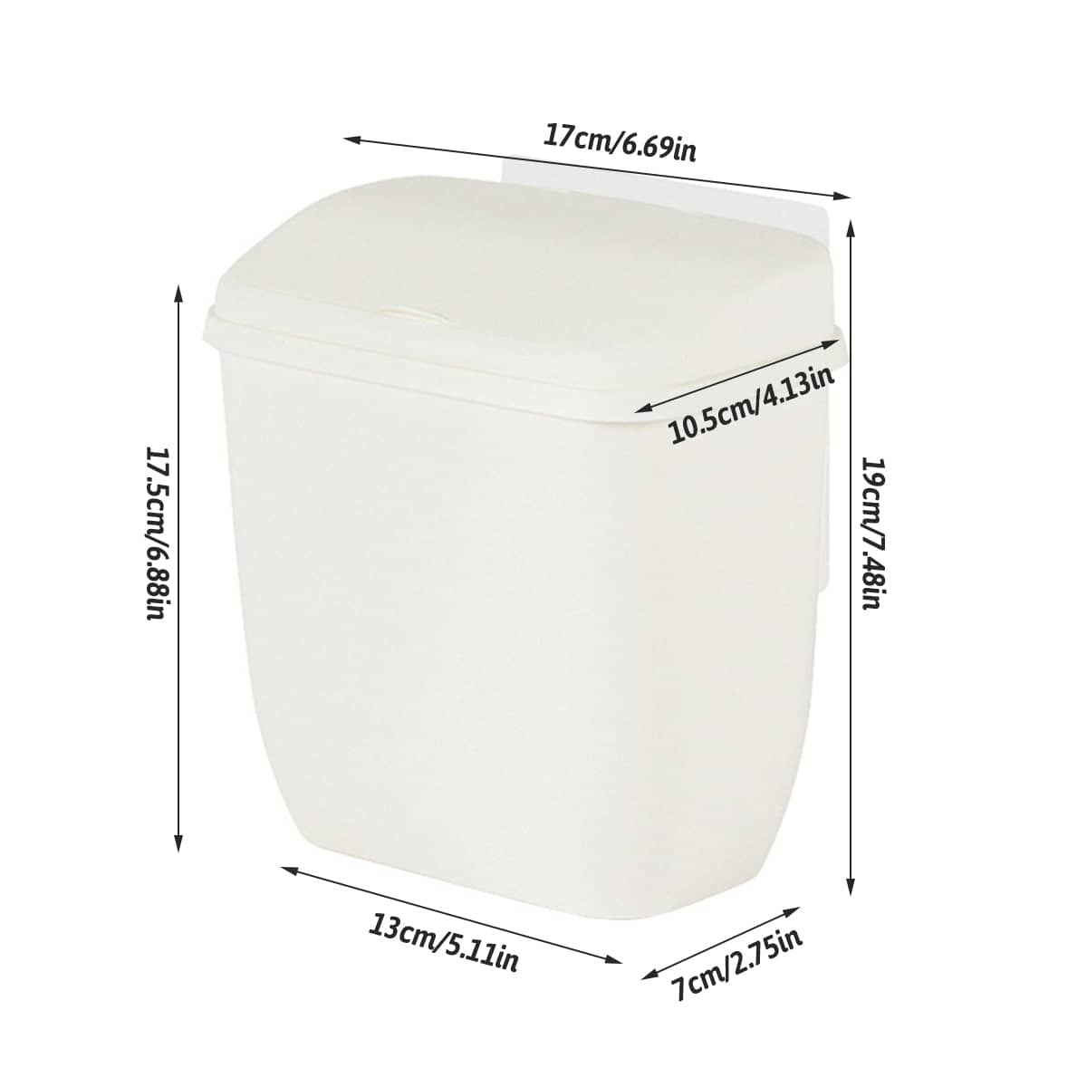 Wall Mounted Bin with Lid for Toilet and Kitchen, White - view 3