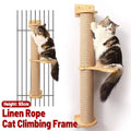 Wall Mounted Cat Climbing Frame with Rope Scratching Post, 93 cm Tall