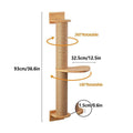 Wall Mounted Cat Climbing Frame with Rope Scratching Post, 93 cm Tall - view 3