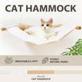Wall Mounted Cat Hammock with Soft Fabric Sling and Natural Wood Arms