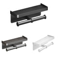 Wall Mounted Double Toilet Paper Holder with Shelf - Black - view 3