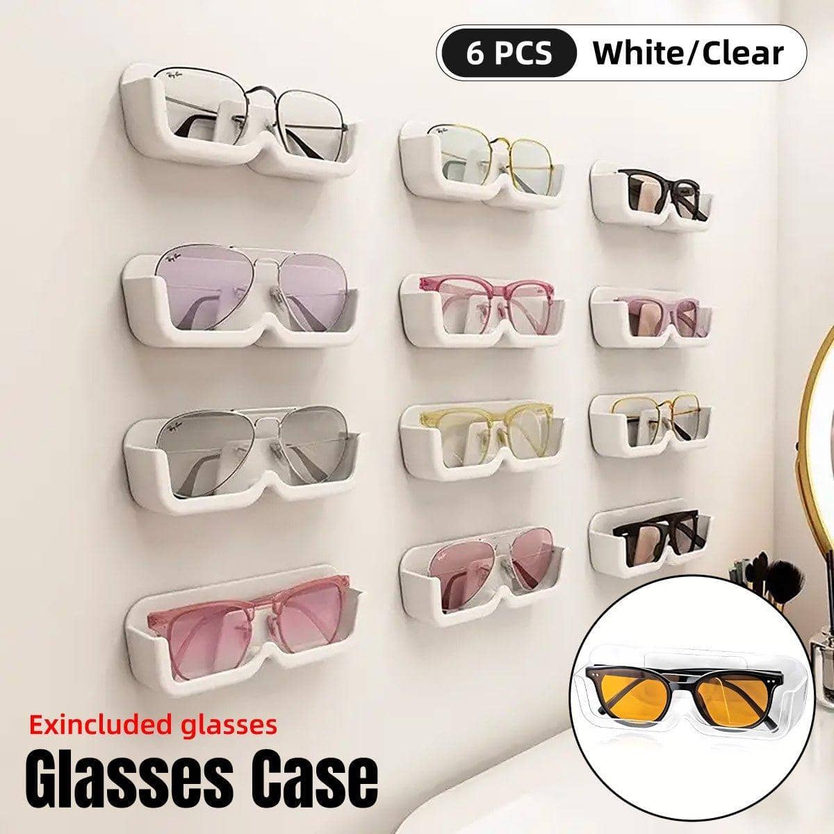 Wall Mounted Eyeglass Holders, Set of 6 - Clear - view 2
