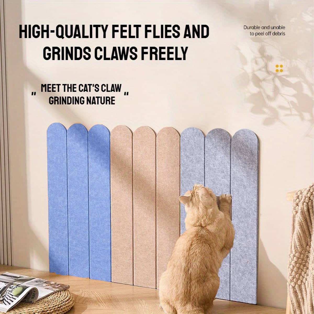 Wall Mounted Felt Cat Scratching Boards, 30 x 60cm - Red, Pack of 5 - view 5