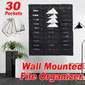 Wall Mounted File Organiser Hanging Bag with 30 Pockets Oxford Cloth
