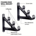 Wall Mounted Fishing Rod Rack Holder for 6 Rods, Black - view 5